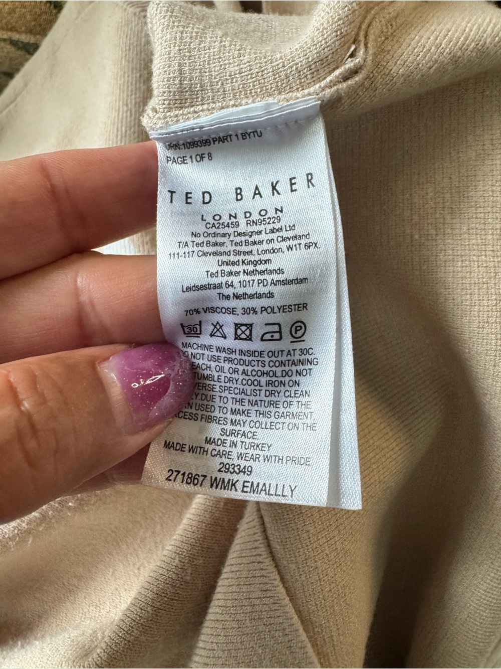 Ted Baker London Beige Logo Knit Sweater Size 0 Oversized Minimalist - Picture 5 of 5